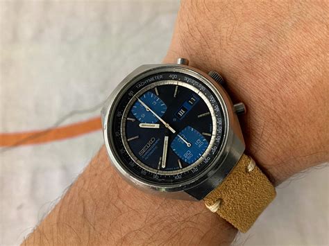 vintage blue chronograph hands